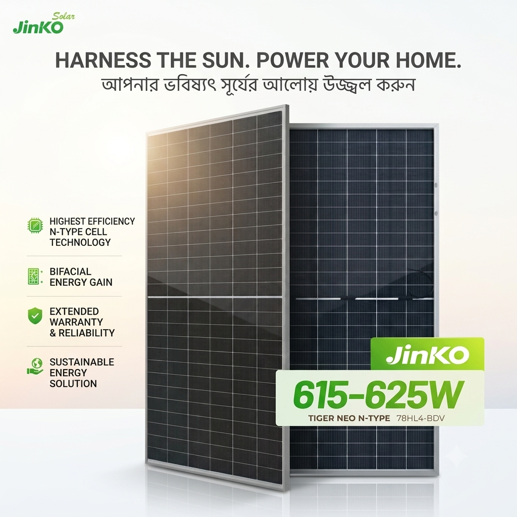 Jinko 625W Bifacial With Dual Glass Solar Panel jinko 625w bifacial with dual glass solar panel